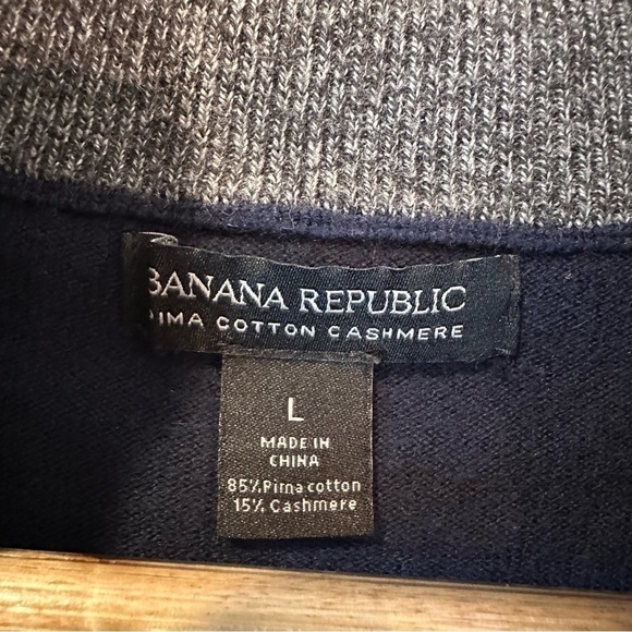 Banana Republic Pima Cotton Cashmere Sweater 1/4 Zip Pullover Men’s Large Blue - Picture 4 of 7